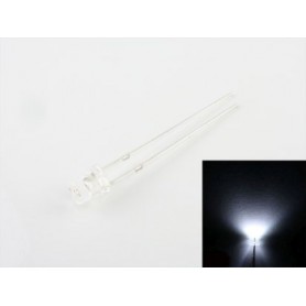 LED 3mm clear flat top Wit