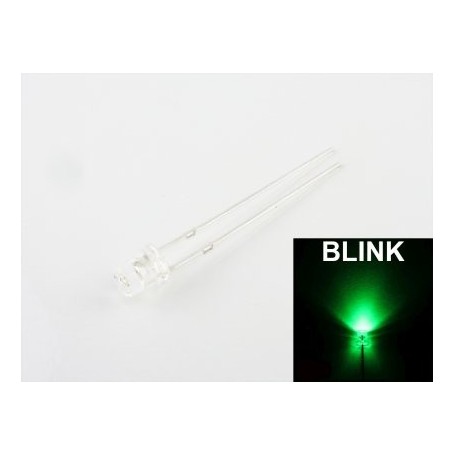 LED 3mm clear round top Groen knipper