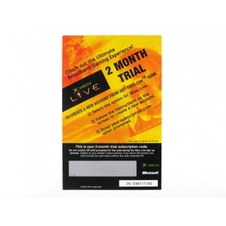 Xbox LIVE 2 month trial scratch card 26-398717182